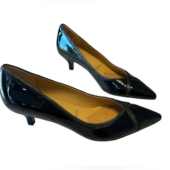 Trotters Fab T1905-001 Womens Black Narrow Leather Pumps Heels Shoes